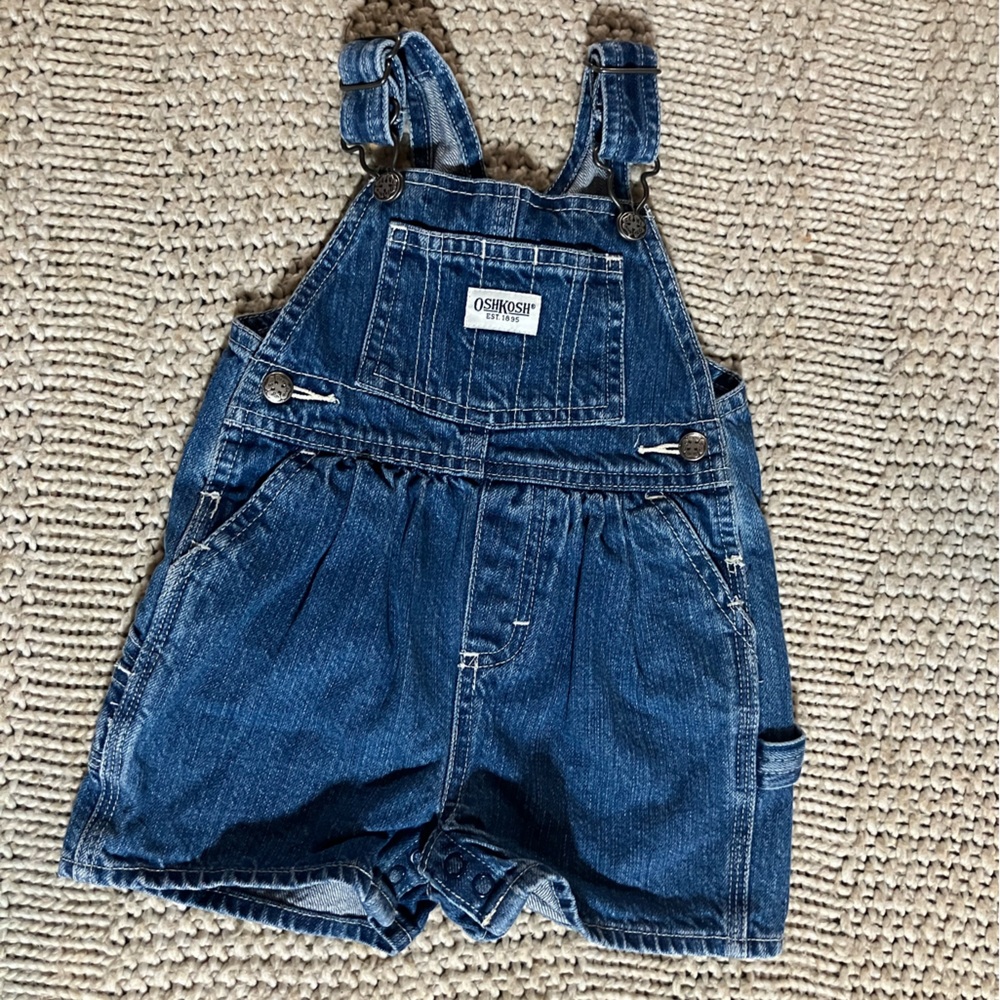Vintage Osh Kosh Short Overalls Denim Size 6-9 Months